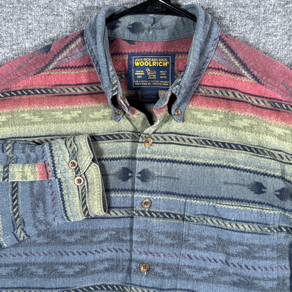 Woolrich Flannel Shirt Mens Large Multicolor Southwest Aztec Navajo Chamois